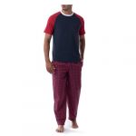 Fruit of the Loom Men's Raglan Tee, Plaid Bottom Pajama Set
