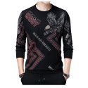 Long Sleeve Print T-Shirt for Men Winter Basic Bottom Tops Casual Fashion Crew Neck Pullover Blouse