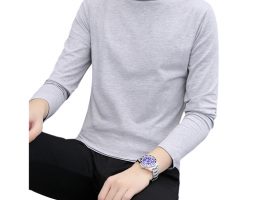 Mens Winter Basic Solid Tee for Winter Bottoming Casual Pullover Plus Size Long Sleeve Turtleneck Shirt