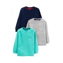 Simple Joys by Carters Toddler Boys 3-Pack Solid Pocket Long-Sleeve Tee Shirts