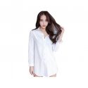 Women 3 by 4 Sleeve Button Long Shirt White Elegant Blouse